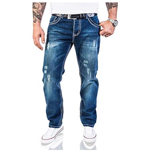Rock creek - jeans da uomo basic, elasticizzati, vestibilità slim fit, w29-w40 m21, 34w x 30l