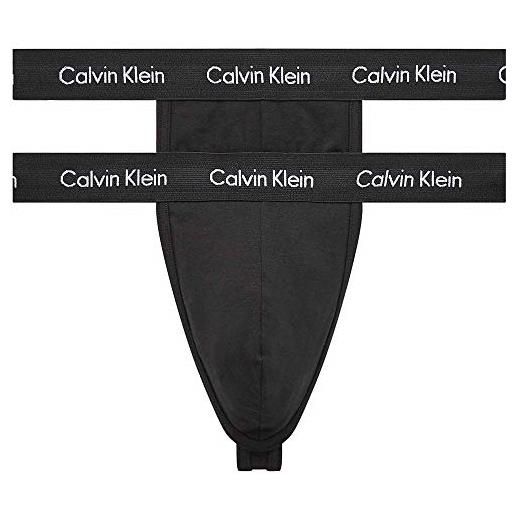 Calvin Klein perizomi uomo confezione da 2 cotone elasticizzato, nero (black), xl