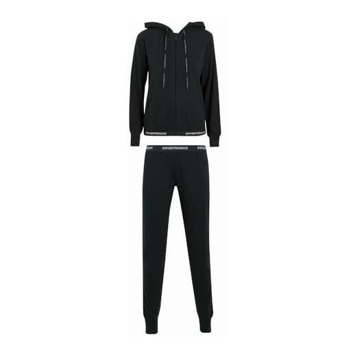 Emporio armani tuta donna, giacca con cappuccio e pantalone cotone, 164145cc270 (m, black)
