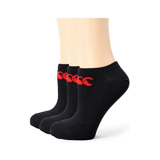 Canterbury trainer confezione da 3 calzini, nero/rosso, l unisex-adulto