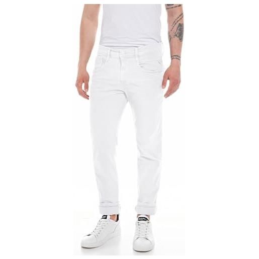 Replay jeans da uomo elasticizzati, bianco (bianco 001), 30w / 30l