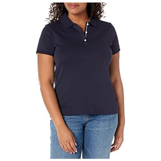 Nautica polo 100% cotone traspirante a maniche corte a 3 bottoni, navy, xx-large donna