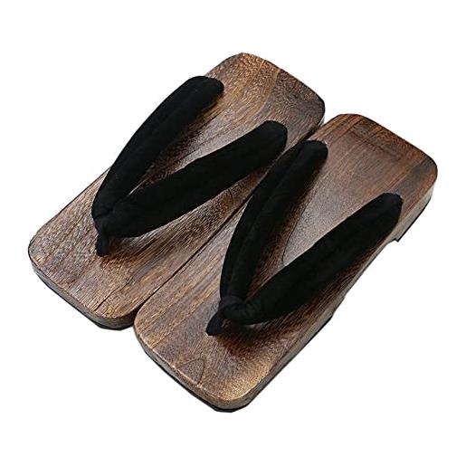 KUNANG zoccoli in legno da uomo, sandali in legno giapponese geta, pantofole geta tradizionali giapponesi zoccoli in legno geta wide sole flip flops. , nero , 42 eu