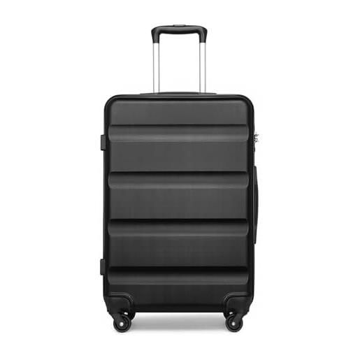 Kono set di 3 valigie leggere in abs per cabine medie/grandi, con serratura tsa e 4 ruote girevoli, nero, 19, valigia leggera in abs rigido
