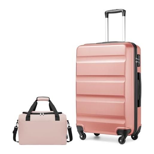 Kono set di bagagli a mano bagaglio a mano valigia media grande check in valigia con serratura tsa guscio rigido abs valigia da viaggio con ryanair sotto il sedile borsa da cabina 40 x 20 x 25, nude, 