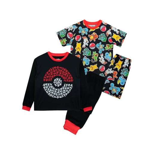 Pokemon pigiami ragazzi | confezione da 2 pigiami pikachu per bambini | doppiopack di pigiami per ragazzi | merchandise ufficiale | multicolore | 12-13 anni