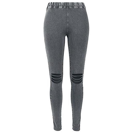 Urban Classics ladies cutted knee leggings, grigio (acid black), xl donna