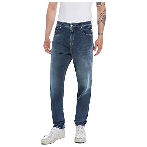 REPLAY jeans uomo sandot tapered fit elasticizzati, blu (dark blue 007), w31 x l32