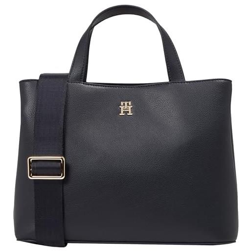 Tommy Hilfiger th essential sc satchel corp aw0aw16075, borse a tracolla donna, blu (space blue), os