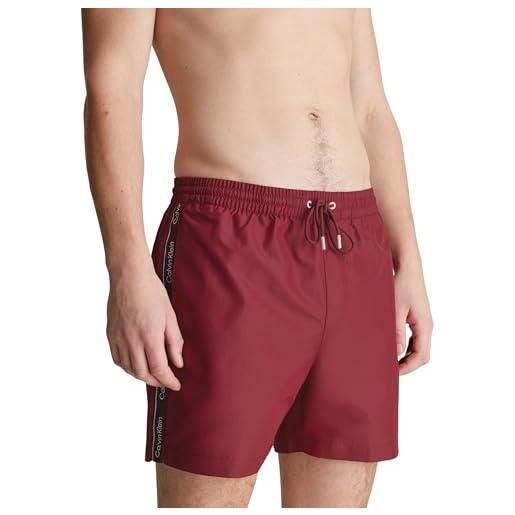 Calvin Klein pantaloncino da bagno uomo medium drawstring lunghezza media, rosso (cordovan), m