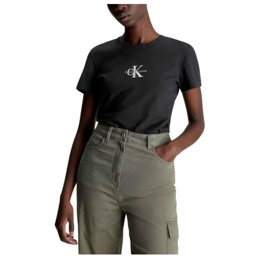Calvin Klein Jeans monologo slim tee j20j222564 top in maglia a maniche corte, nero (ck black), s donna