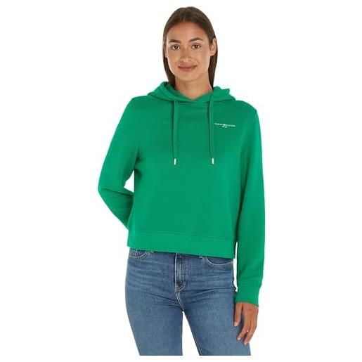 Tommy Hilfiger donna felpa logo hoodie con cappuccio, verde (olympic green), m