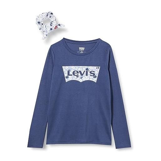Levi's lvg ls floreale tee con scrunch 3ej311 tshirt, corona blu, 4 anni bambine e ragazze