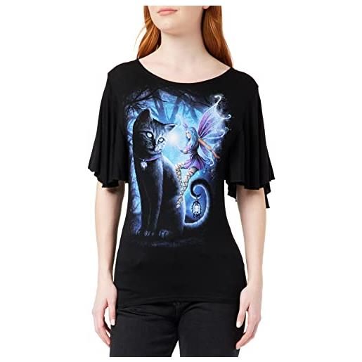 Spiral cat and fairy donna t-shirt nero 3xl 95% viscosa, 5% elasthane slim fit