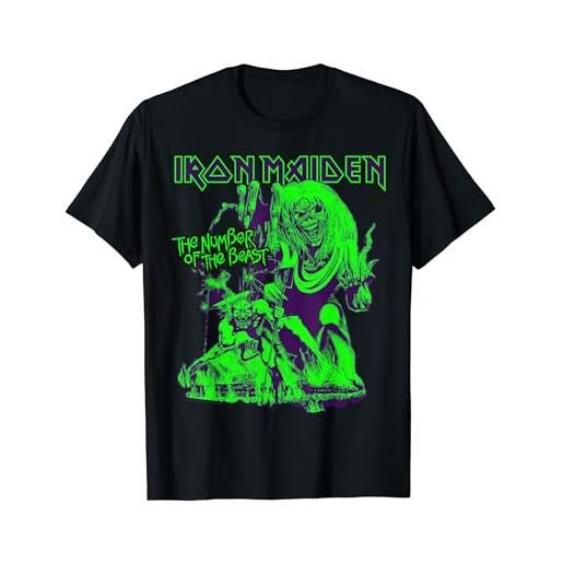 Iron Maiden - number of the beast halloween green black maglietta