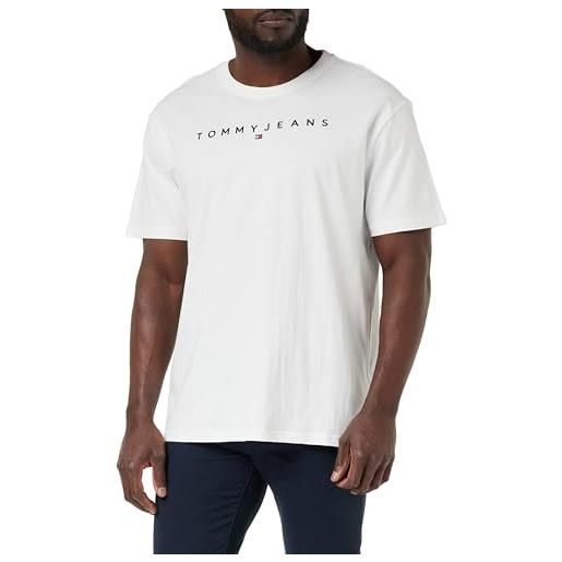 Tommy Jeans tjm reg linear logo tee ext dm0dm17993 magliette a maniche corte, bianco (white), xxl uomo