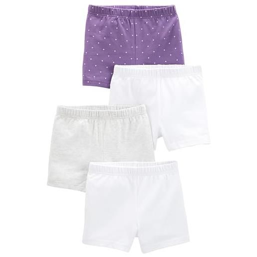 Simple Joys by Carter's 4-pack tumbling shorts pantaloncini, porpora/grigio/bianco, 5 anni (pacco da 4) bambina