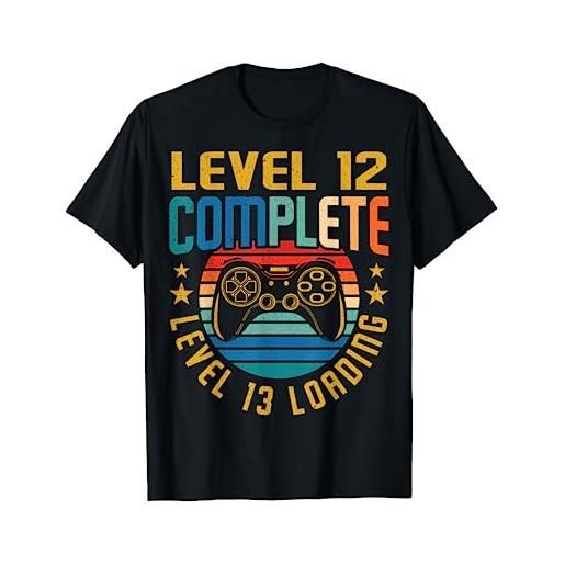 BCC Vintage Gamer Birthday Party Shirts  level 12 complete level 13 loading 12th birthday video gamer maglietta