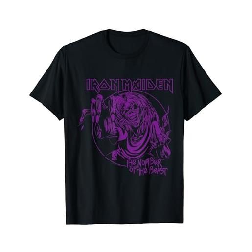 Iron Maiden - number of the beast halloween purple eddie maglietta