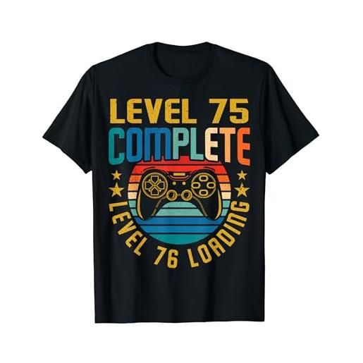 BCC Vintage Gamer Birthday Party Shirts  level 75 complete level 76 loading 75th birthday video gamer maglietta