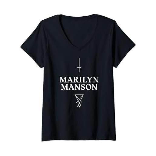 Marilyn Manson Official marilyn manson - satan cross maglietta con collo a v
