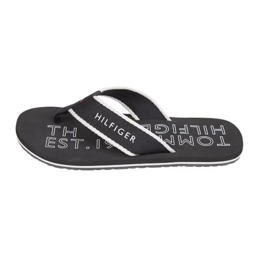 Tommy Hilfiger infradito uomo sporty beach sandal scarpe da mare, nero (black), 40 eu