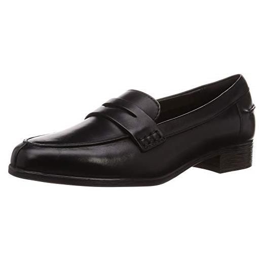 Clarks hamble loafer, mocassini donna, nero (nero black leather black leather), 38 eu