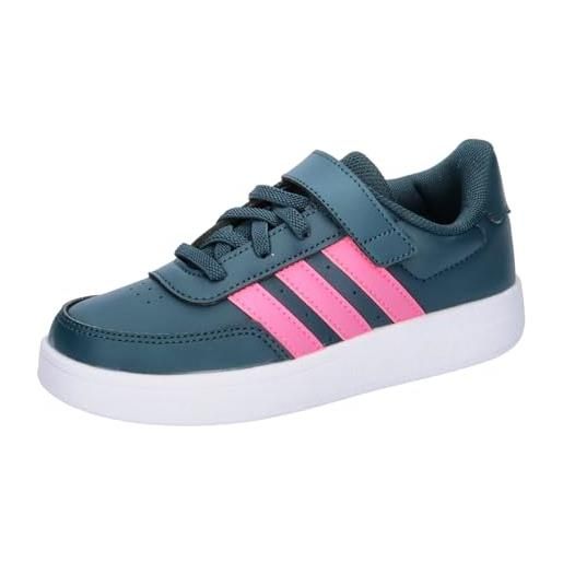 adidas breaknet lifestyle court elastic lace and top strap, sneaker unisex - bambini e ragazzi, arctic night lucid pink ftwr white, 36 2/3 eu