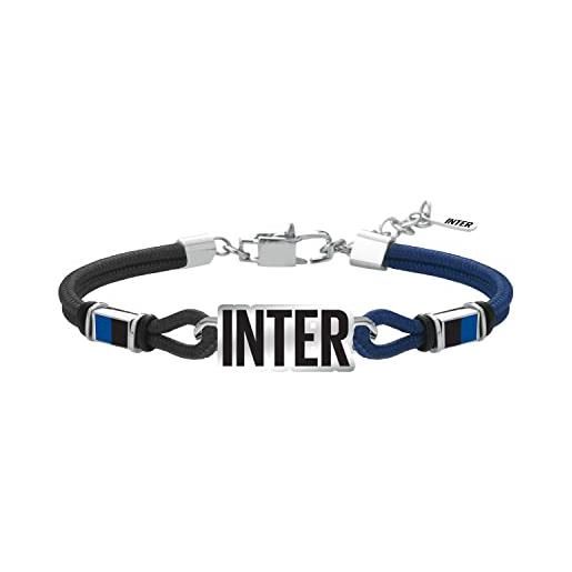 Inter f. C. Internazionale bracciale cordino, uomo, nero blu acciaio, taglia unica, b-ib003ucb