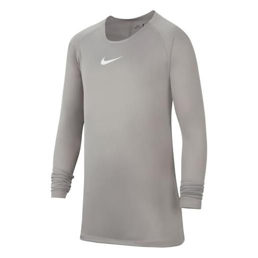 Nike park first layer jersey ls maglia, unisex bambini, pewter grey/white, l