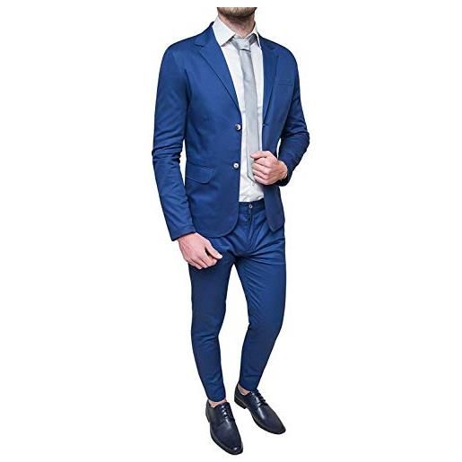 Evoga abito uomo sartoriale blu completo vestito 100% made in italy (46, blu chiaro)