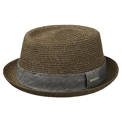 Stetson robstown toyo pork pie cappello donna/uomo - estivo da sole di paglia primavera/estate - l (58-59 cm) marrone