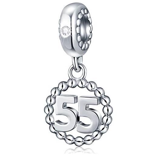 CHAWIN ciondoli per braccialetti con numeri in argento sterling 925, adatti per braccialetti pandora, collana, catena a serpente europea, per regali di compleanno e anniversario, metallo