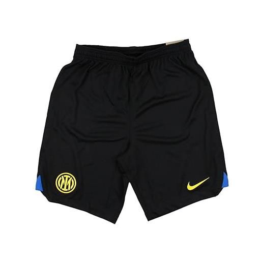 Nike inter fc dx2785-010 inter y nk df stad short ha pantaloncini unisex - bambino black/lyon blue/vibrant yellow m
