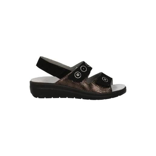Melluso walk sandali da donna a doppio strappo con plantare estraibile - q60214w (nero, sistema taglie calzature eu, adulto, numero, media, 37)