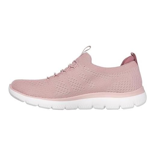 Skechers vertici, scarpe da ginnastica donna, finiture in corallo rosa in maglia grigia, 35.5 eu