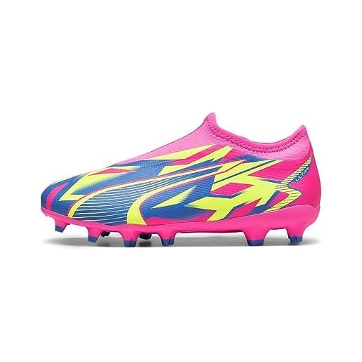 PUMA unisex scarpe da calcio ultra match ll energy fg/ag da ragazzi, luminous pink-ultra blue-yellow alert, 32 eu