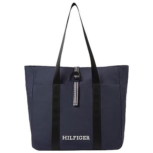 Tommy Hilfiger borsa tote bag uomo con zip, multicolore (space blue), taglia unica