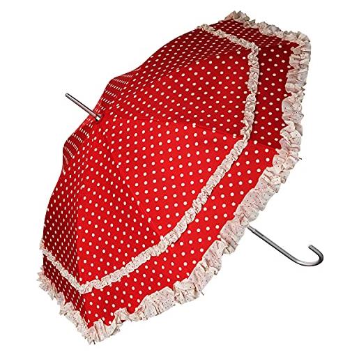 VON LILIENFELD® ombrello parasole sposa apertura automatica antivento donna mary rosso con punti