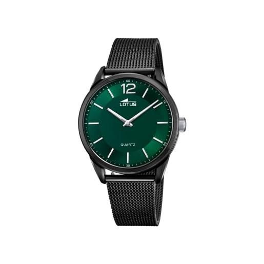 Lotus orologio modello 18736/1 della collezione minimalist, cassa 40 mm verde con cinturino in acciaio nero per uomo
