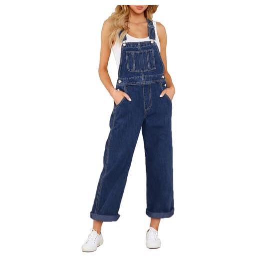 Minetom salopette donna salopette di jeans casuale tuta estiva pantaloni con tasca pantaloni da lavoro gamba larga baggy jeans y2k comfy jumpsuit e rosa l