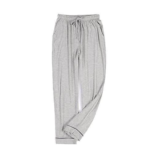 CUTIECLUB pantaloni da uomo pigiami soft modal tinta unita uomo pantaloni lounge con tasche coulisse pantaloni traspiranti, grigio, l