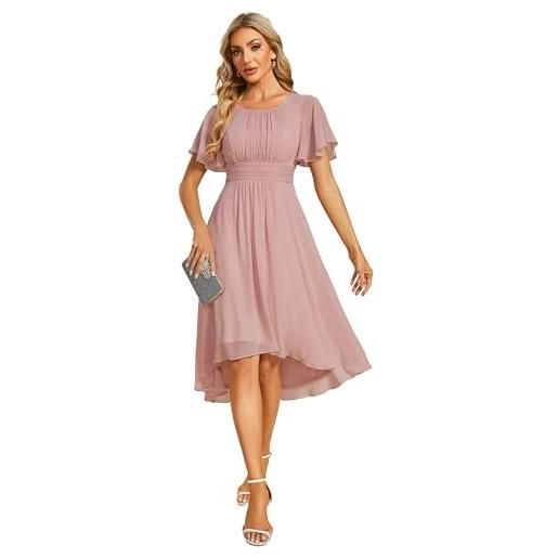 Ever-Pretty abito cerimonia donna maniche a volant chiffon pieghe al ginocchio abito da sera elegante menta verde 54