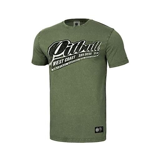 PITBULL maglietta uomo corta t-shirt tshirt pitbull pit bull west coast denim washed brand camicia maglie cotone magliette, verde, l