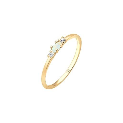 Elli anelli donne vintage con cristalli di zirconia e opale in argento sterlino 925 placcato oro