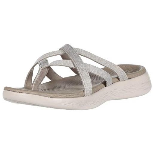 Skechers on-the-go 600 dainty, infradito donna, beige taupe, 35 eu