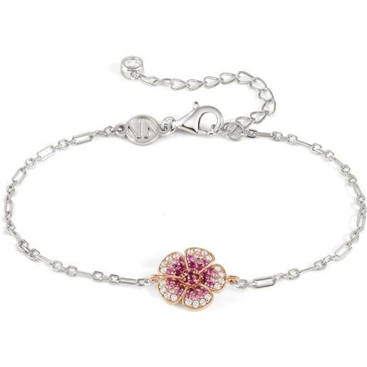Nomination bracciale Nomination crysalis a fiore in argento con pavè di zirconi rosa
