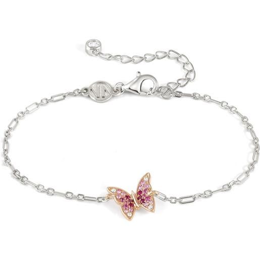 Nomination bracciale Nomination crysalis a farfalla in argento con pavè di zirconi rosa