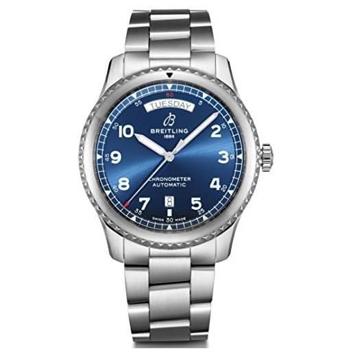Breitling navitimer 8 orologio da uomo con cronometro automatico, quadrante blu, a45330101c1a1, blu, a carica automatica