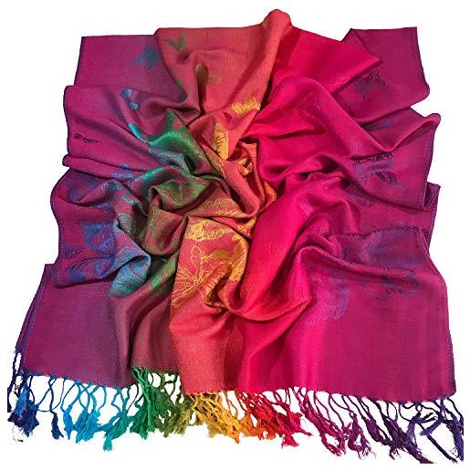 CJ Apparel rosa caldo farfalla disegno scialle di pashmina sciarpa della stola dell'involucro di proiezione secondi nuovo
